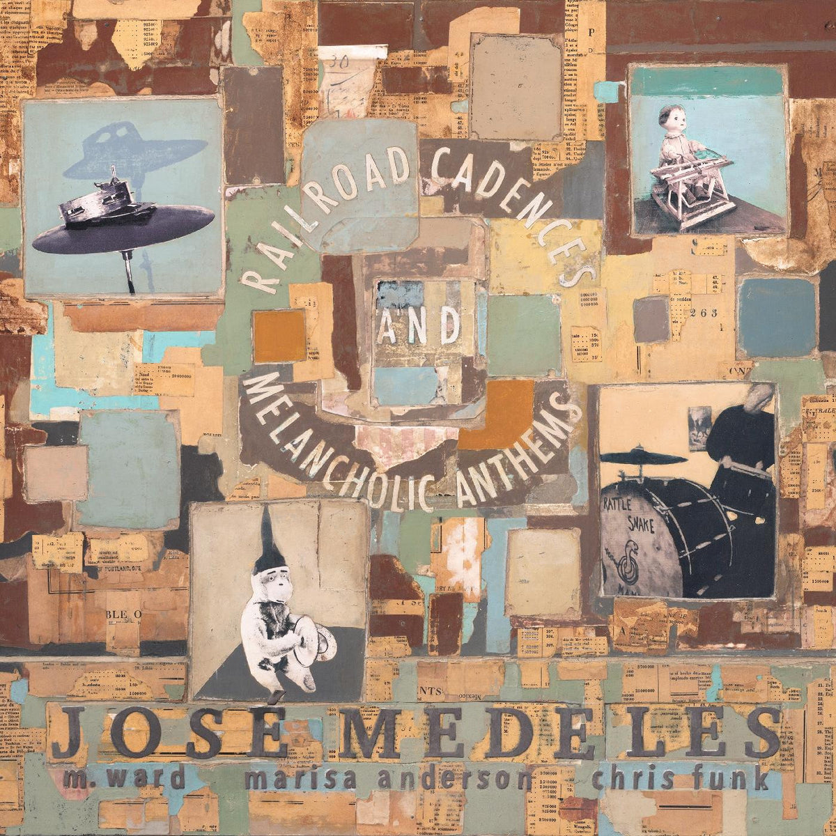 MEDELES, JOSE W/ M. WARD, MARISA ANDERSON & CHRIS FUNK - RAILROAD CADENCES & MELANCHOLIC ANTHEMS (CLEAR WITH BLACK SMOKE VINYL)