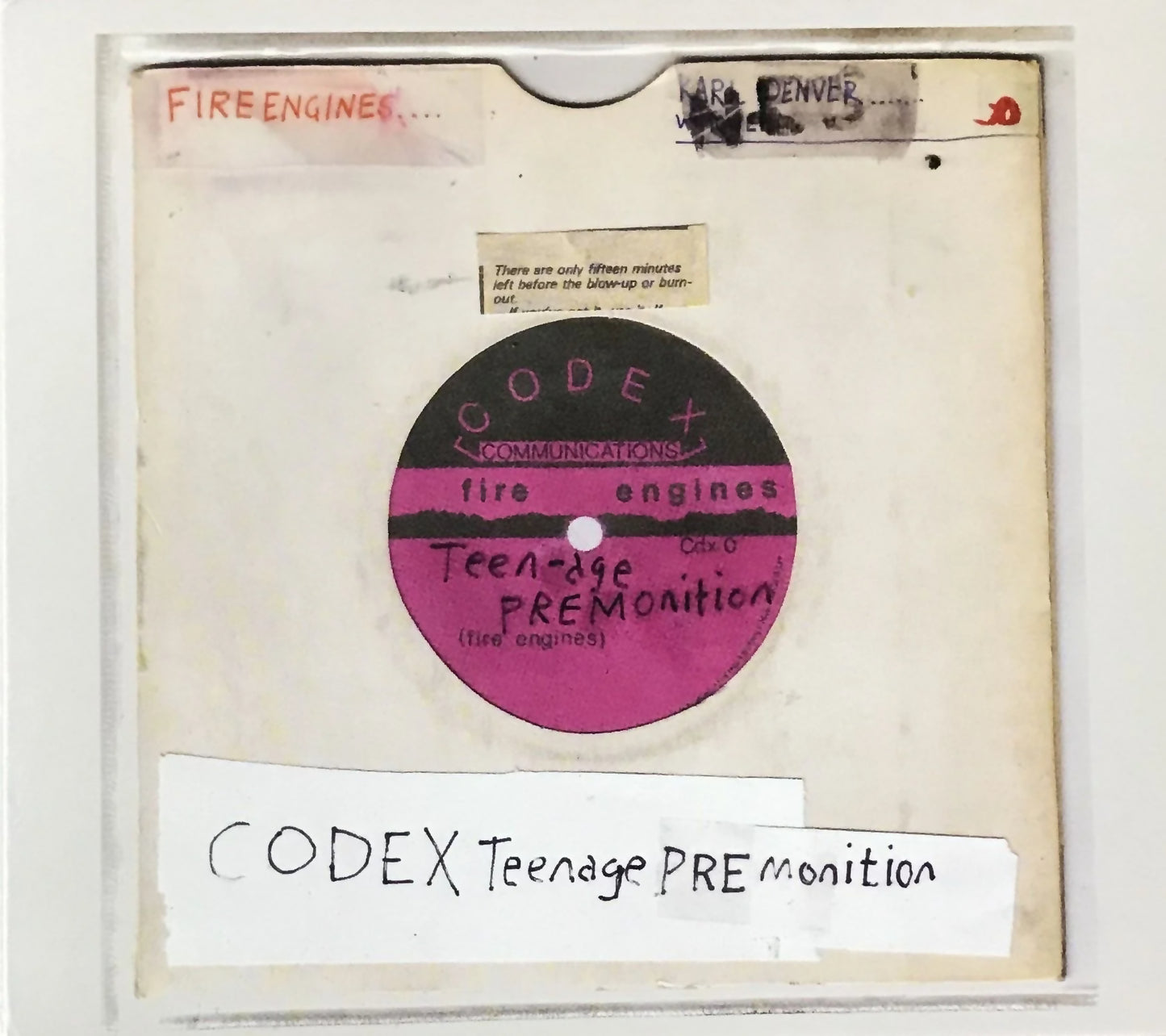 FIRE ENGINES - CODEX TEENAGE PREMONITION