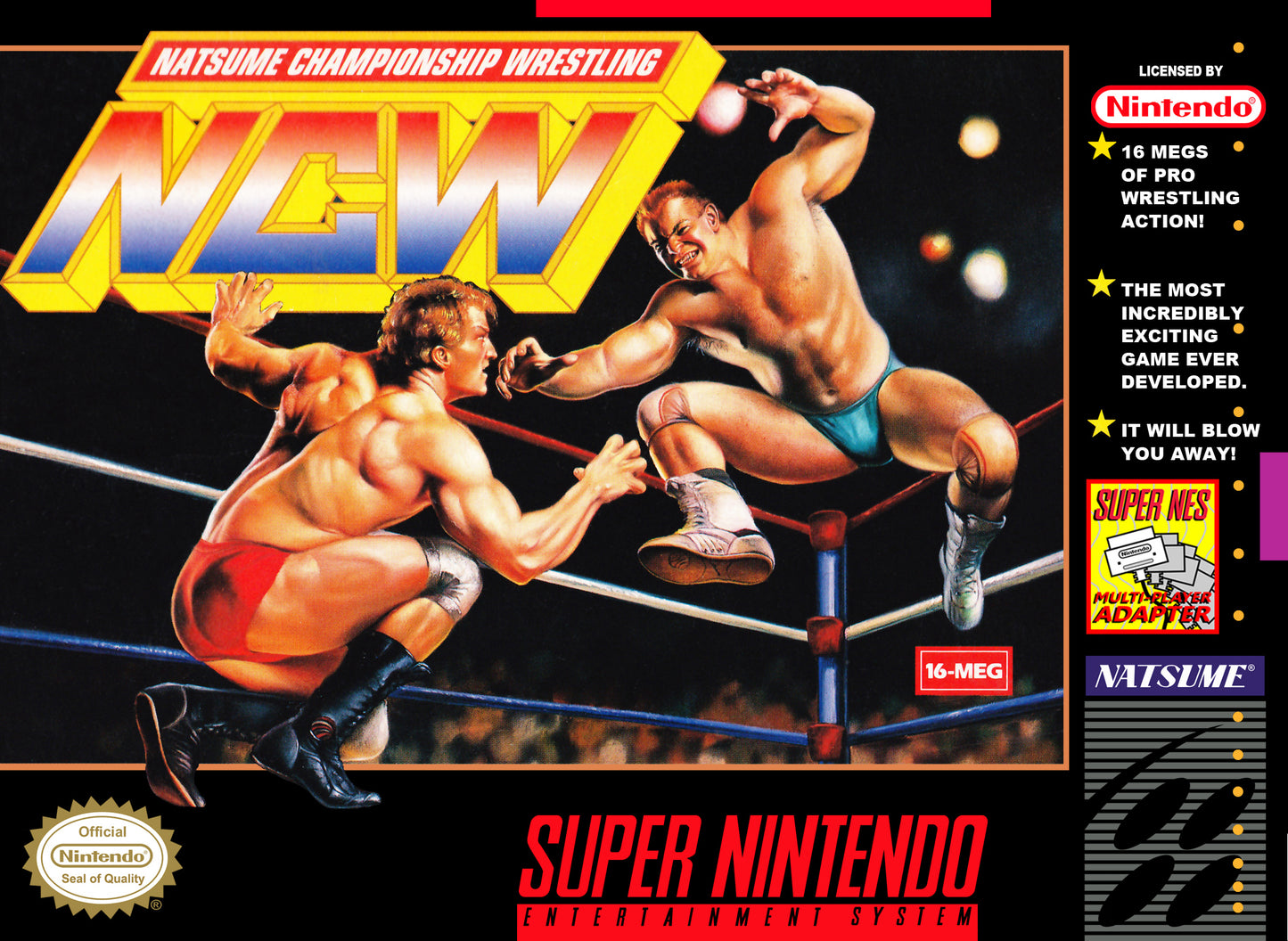 NATSUME CHAMPIONSHIP WRESTLING - SNES (W/BOX & MANUAL)