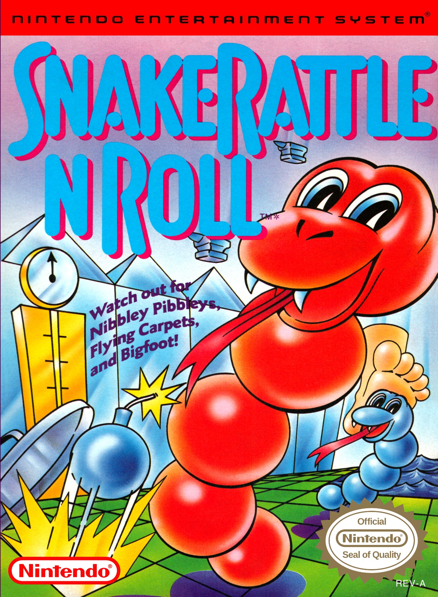 SNAKE RATTLE N ROLL - NES (W/BOX & MANUAL)
