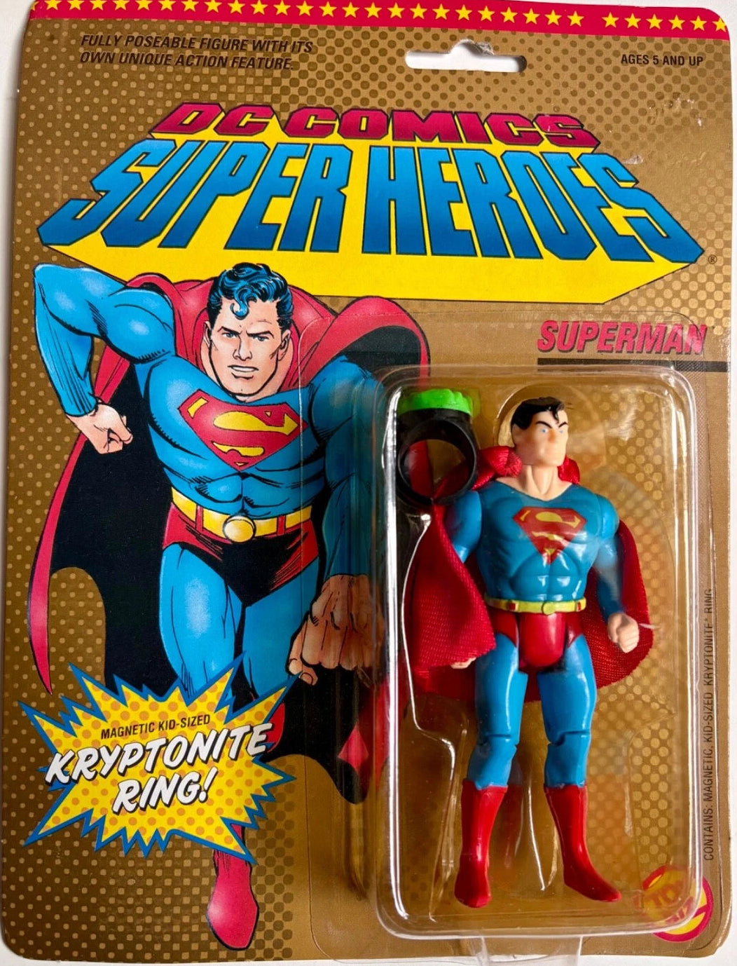 DC COMICS SUPERHEROES: SUPERMAN (KRYPTONITE RING) - CHARAN TOY-1990