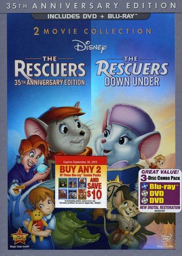 RESCUERS/RESCUERS DOWN UNDER - BLU-35TH ANN. ED-INC. DVD COPY-DVD CASE