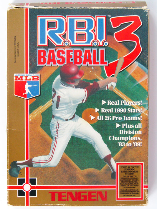 RBI BASEBALL 3  - NES (W/BOX & MANUAL)