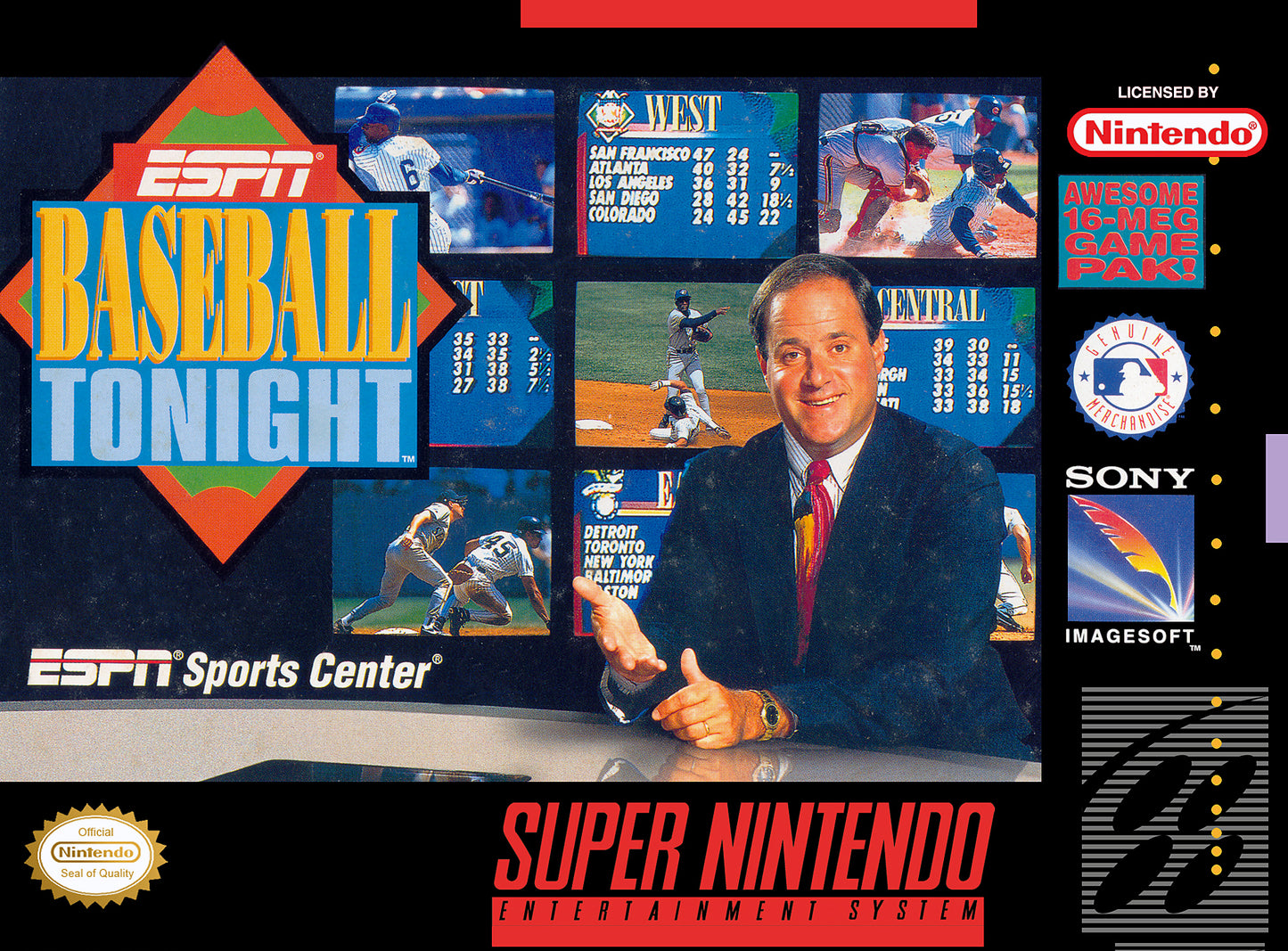 ESPN BASEBALL TONIGHT  - SNES (W/BOX & MANUAL)