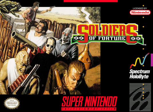 SOLDIERS OF FORTUNE  - SNES (W/BOX & MANUAL)