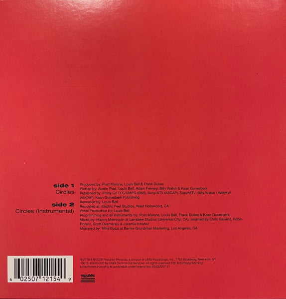 Post Malone - Circles 7" (Blue) (Sealed) (Used LP)