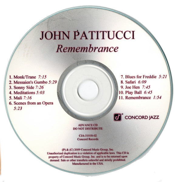 PATITUCCI, JOHN  - REMEMBERANCE