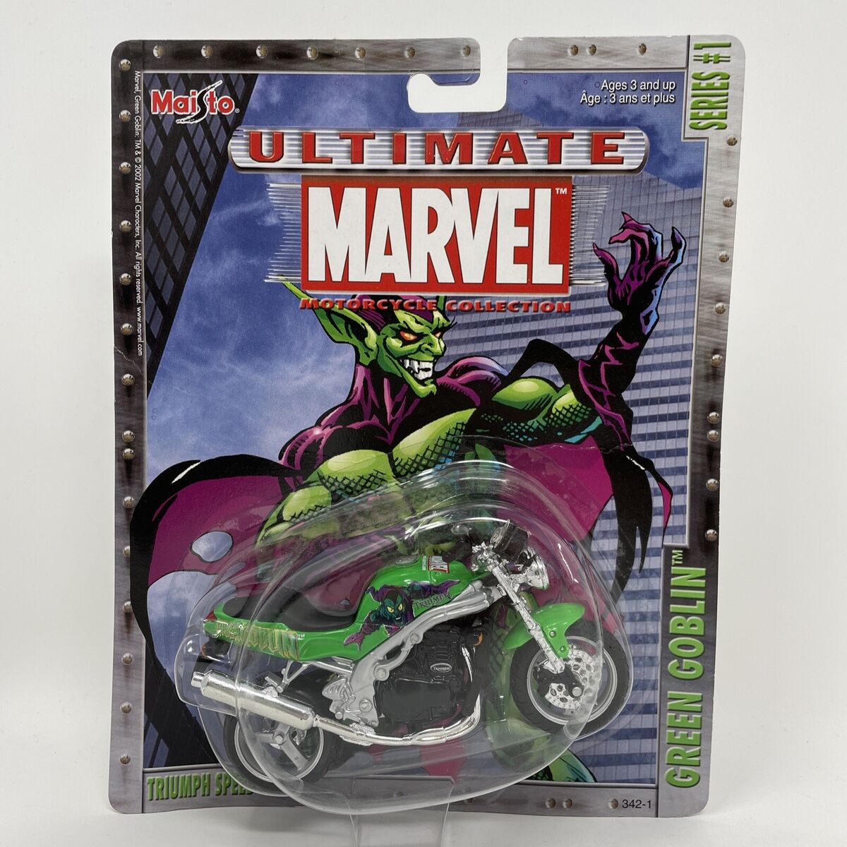 GREEN GOBLIN MOTORCYCLE: TRIUMPH SPEED T - MAISTO-DIE-CAST-2002-SERIES 1