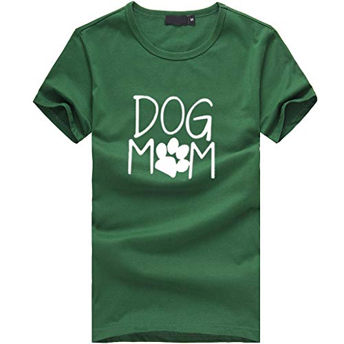 WODCEEKE WOMEN'S LOOSE TOPS ROUND NECK SHORT SLEEVE PRINT T-SHIRT GRAPHIC CASUAL BLOUSES(GREEN,XL)
